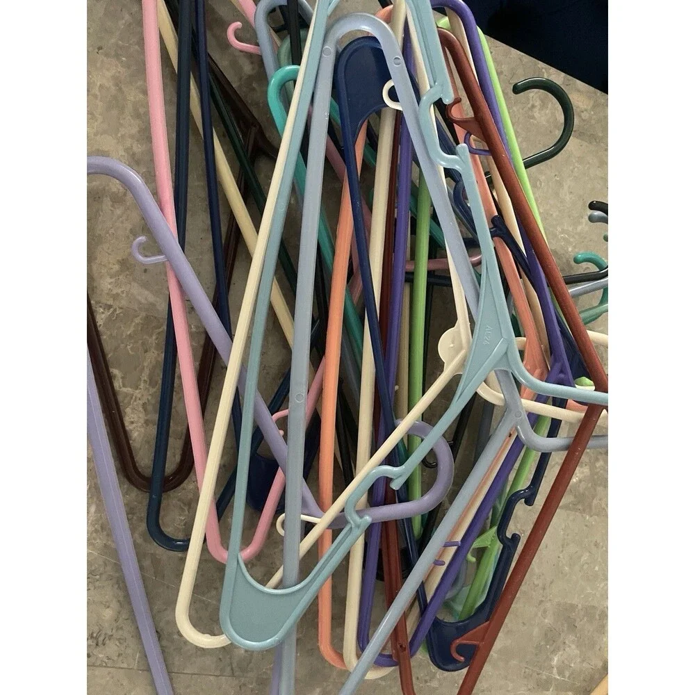 Plastic Hangers Heavy Duty Clothes Hangers Lot 60 Multicolor Bulk Closet Organi